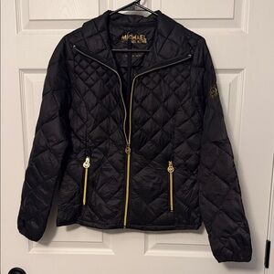 Michael Kors Black Quilted Jacket with Gold Hardware